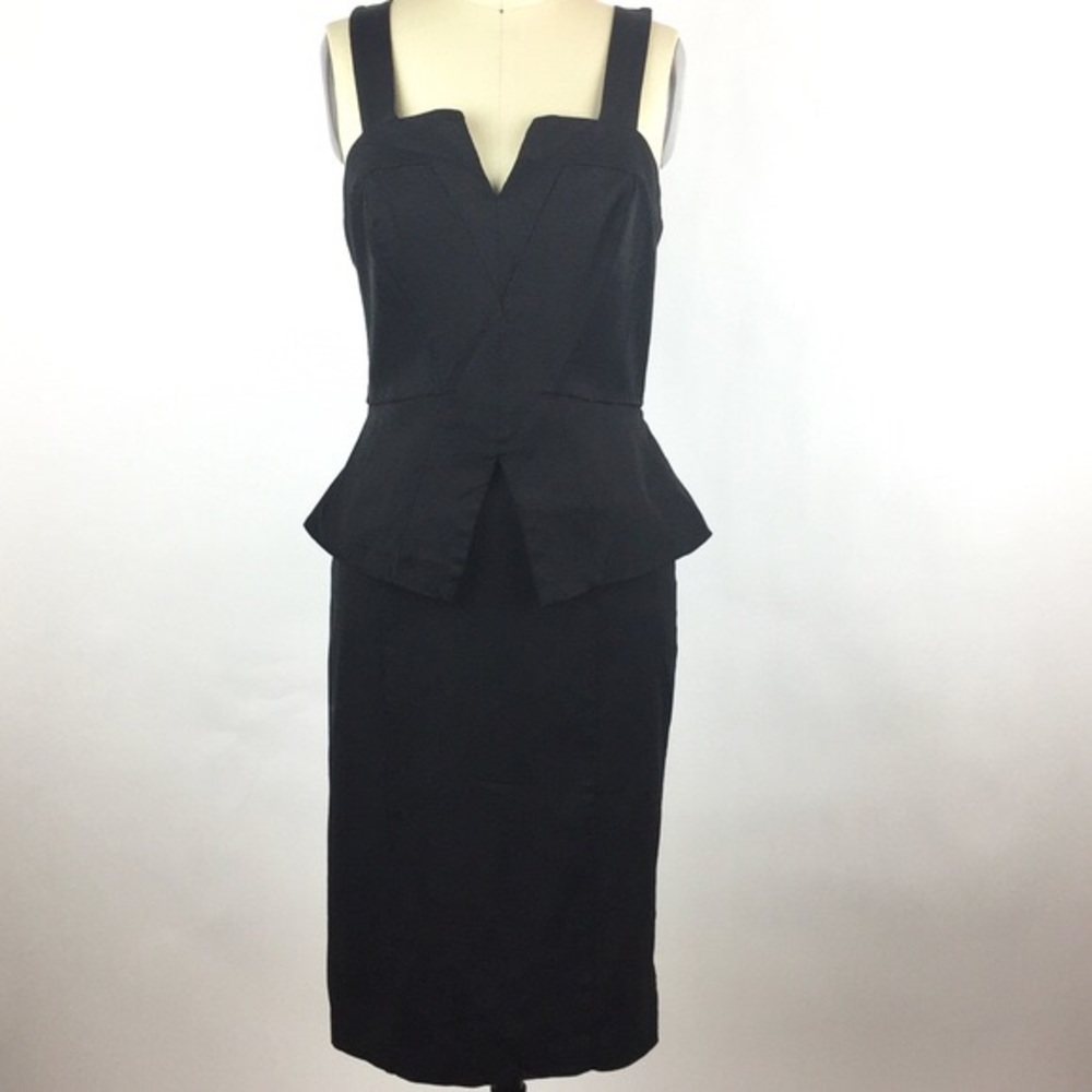 White House Black Market Ribbed Black Peplum Dress